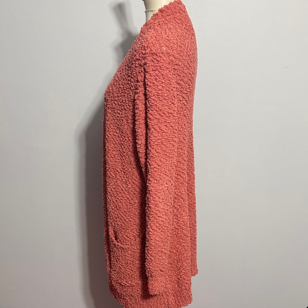 Zenana Outfitters Coral Rose Open-Front Popcorn Cardigan - Picture 2 of 3